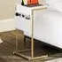 C Shaped Bedside Table with Charging Station - White