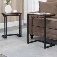 C-Shaped Nest of Tables Set of 3 - Brown