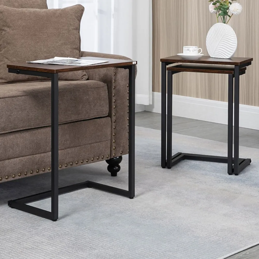 C-Shaped Nest of Tables Set of 3 - Brown image