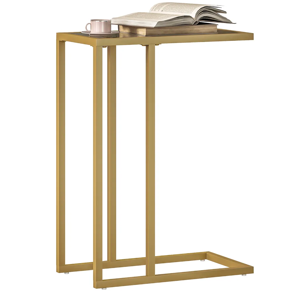 C-Shaped Side Table - Gold, Glass