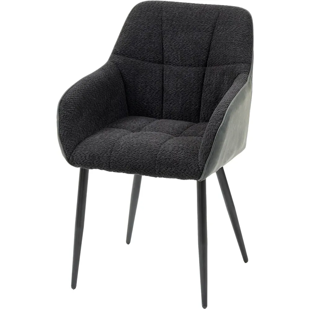 Chenille Fabric Upholstered Accent Chair with Foot Pads - Black