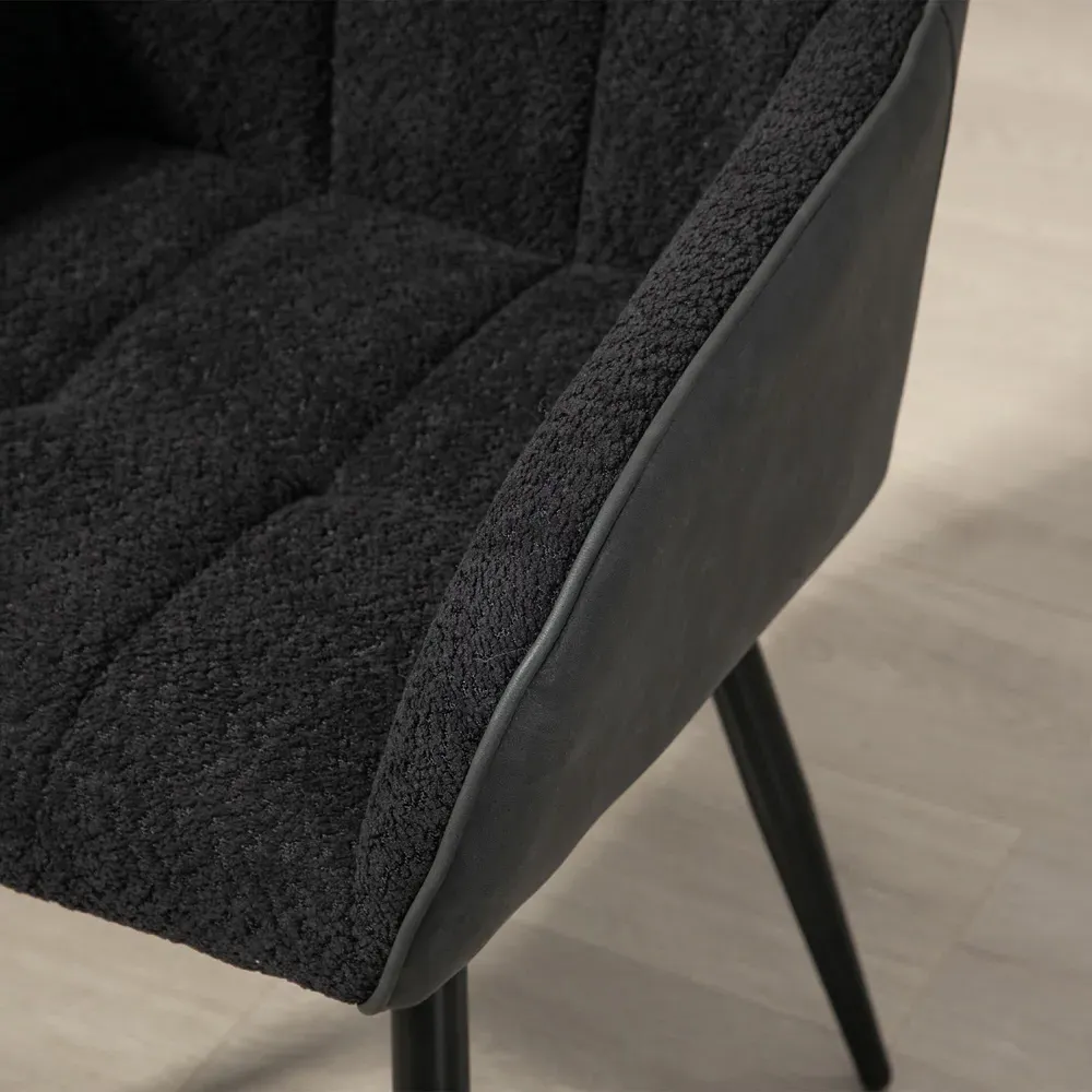 Chenille Fabric Upholstered Accent Chair with Foot Pads - Black