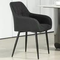 Chenille Fabric Upholstered Accent Chair with Foot Pads - Black