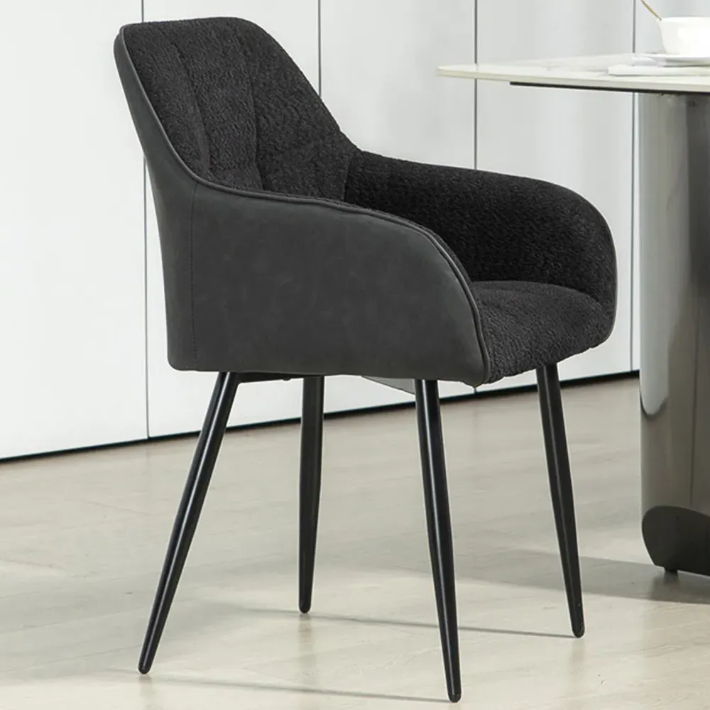 Chenille Fabric Upholstered Accent Chair with Foot Pads - Black image