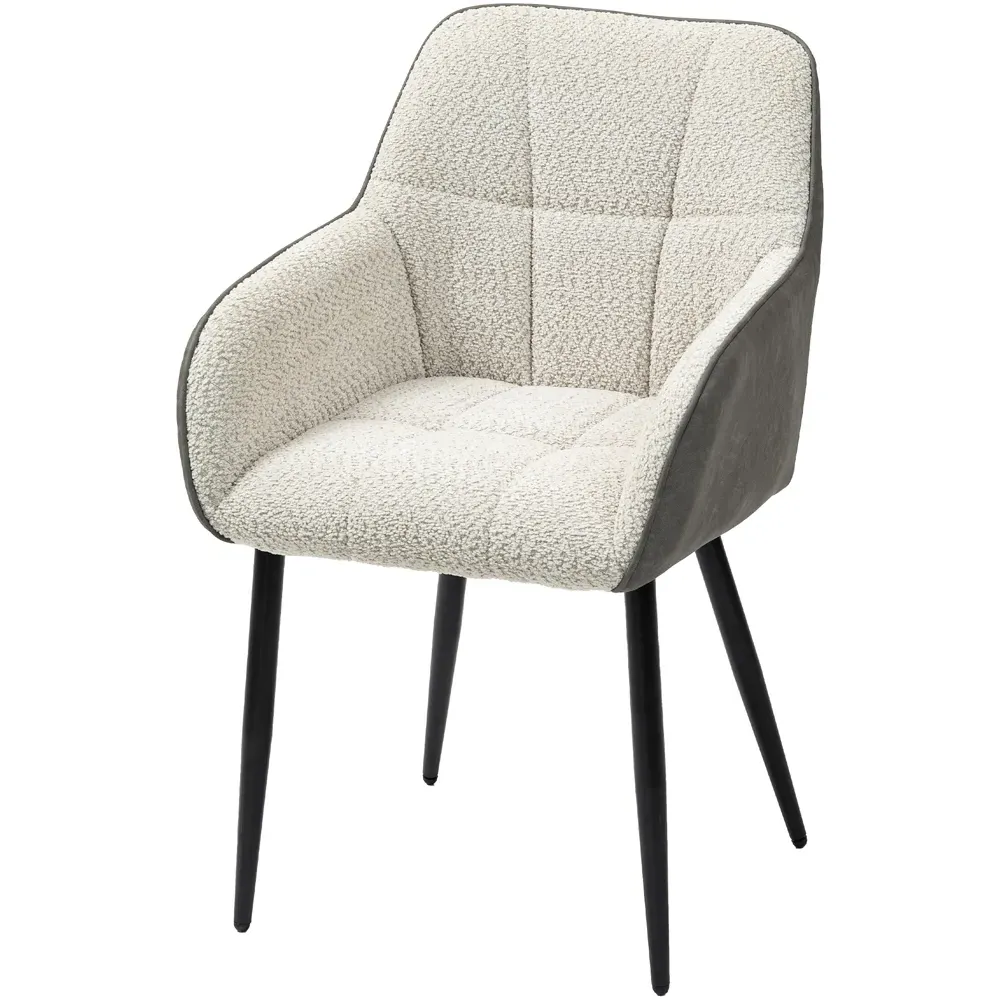 Chenille Fabric Upholstered Accent Chair with Foot Pads - Cream