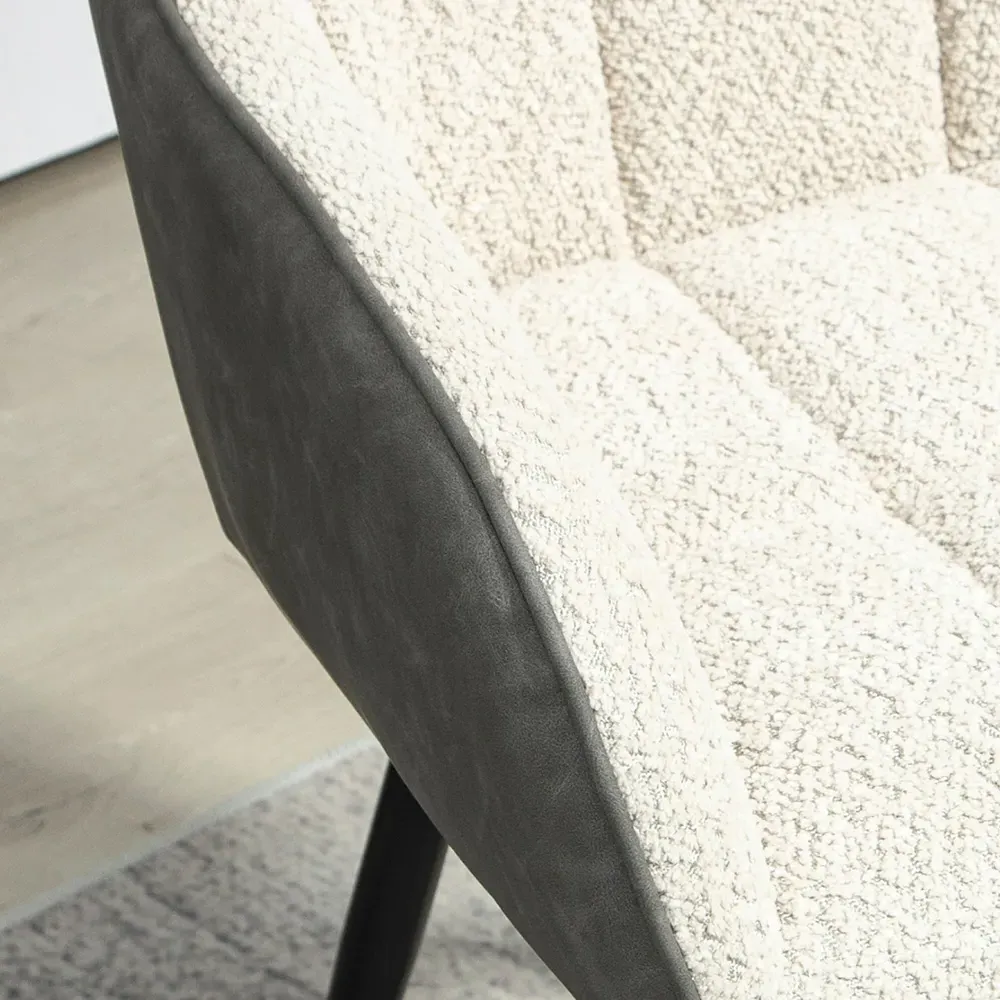 Chenille Fabric Upholstered Accent Chair with Foot Pads - Cream