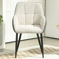 Chenille Fabric Upholstered Accent Chair with Foot Pads - Cream