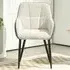 Chenille Fabric Upholstered Accent Chair with Foot Pads - Cream