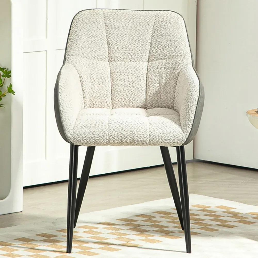 Chenille Fabric Upholstered Accent Chair with Foot Pads - Cream