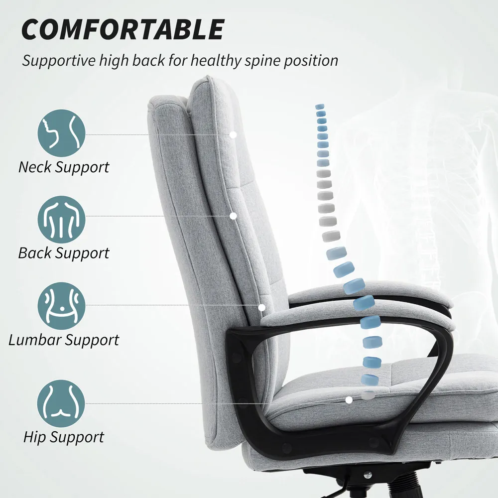 Computer Desk Chair - Light Grey, Fabric