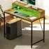 Computer Desk with LED Lights and Shelf - Brown