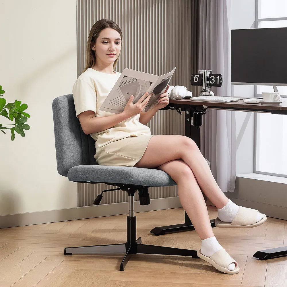 Criss Cross Tilting Office Chair - Grey, Linen