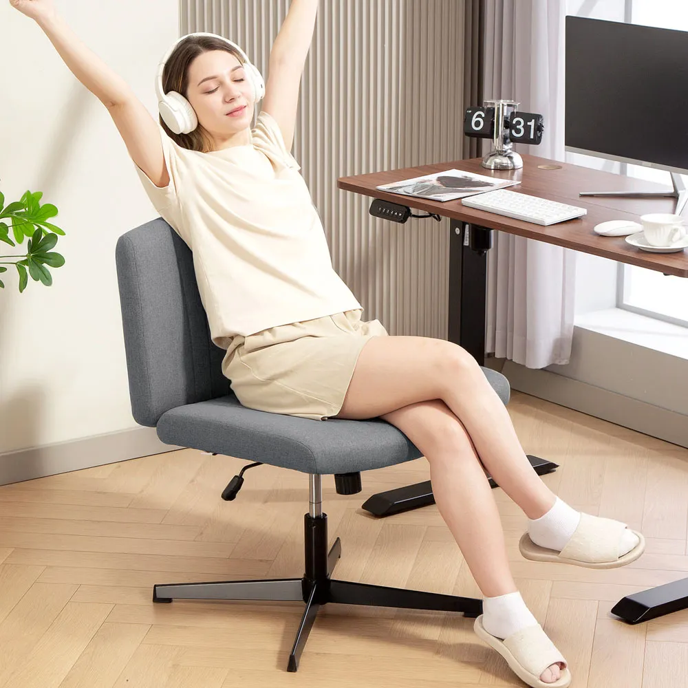 Criss Cross Tilting Office Chair - Grey, Linen