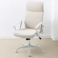 Curved High Back Computer Chair with Lumbar Support - Cream