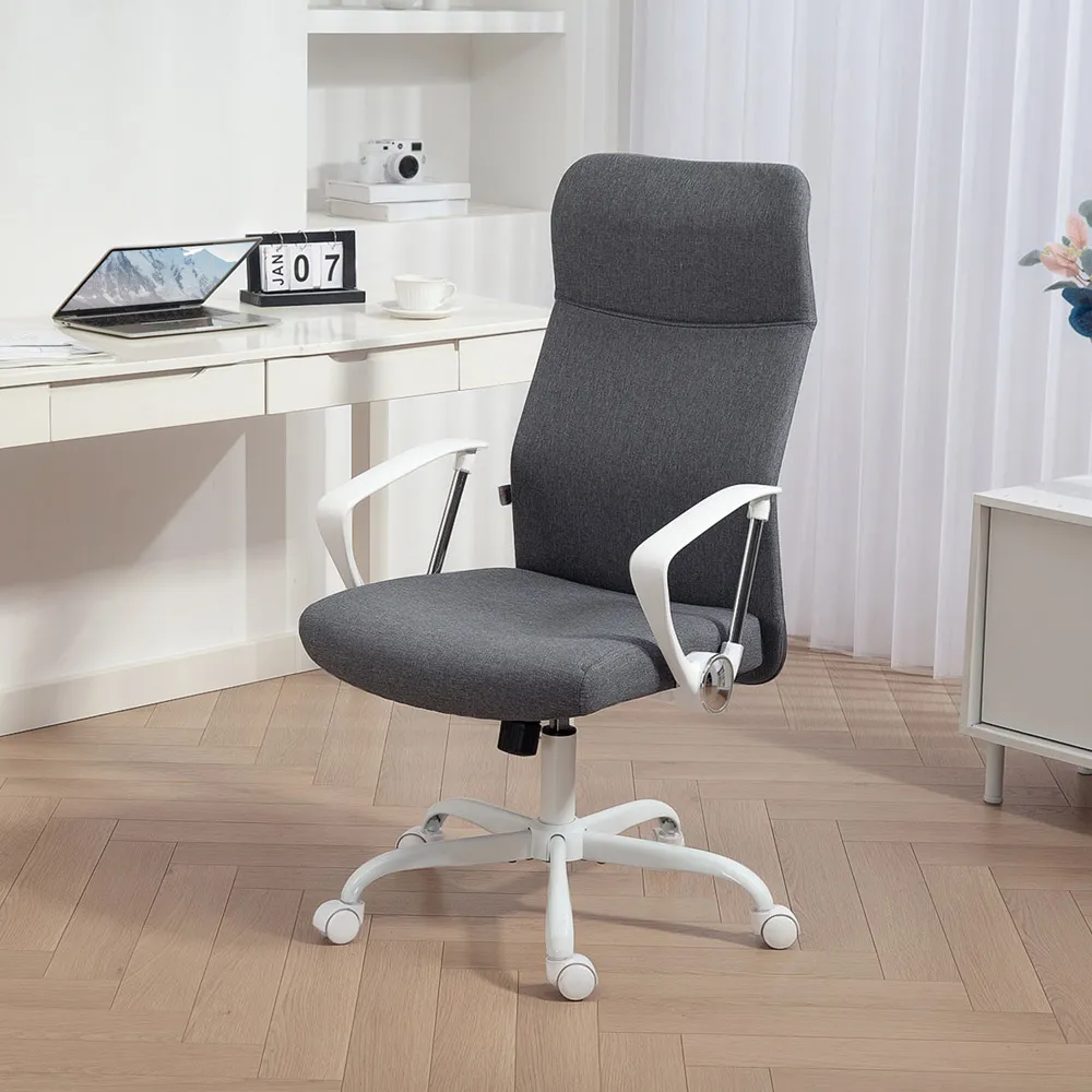 Curved High Back Computer Chair with Lumbar Support - Grey