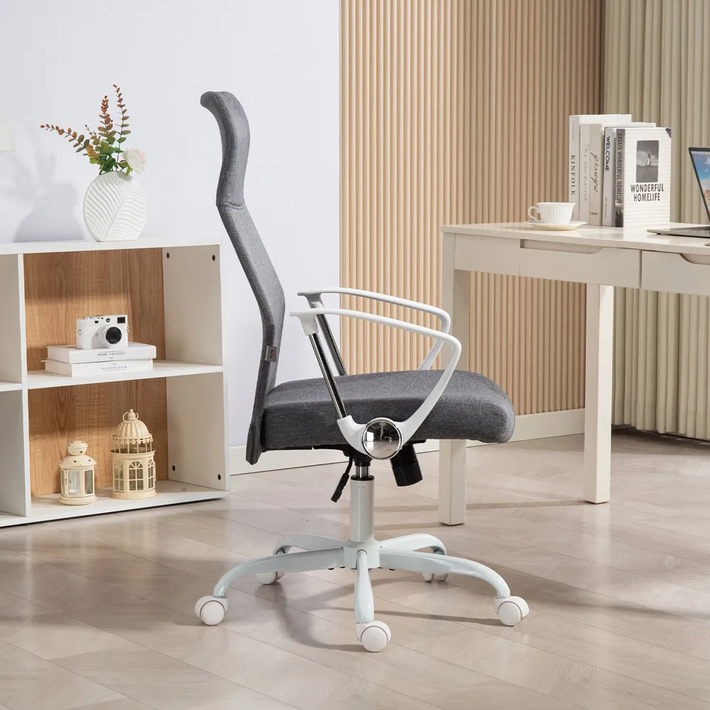 Curved High Back Computer Chair with Lumbar Support - Grey
