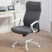 Curved High Back Computer Chair with Lumbar Support - Grey