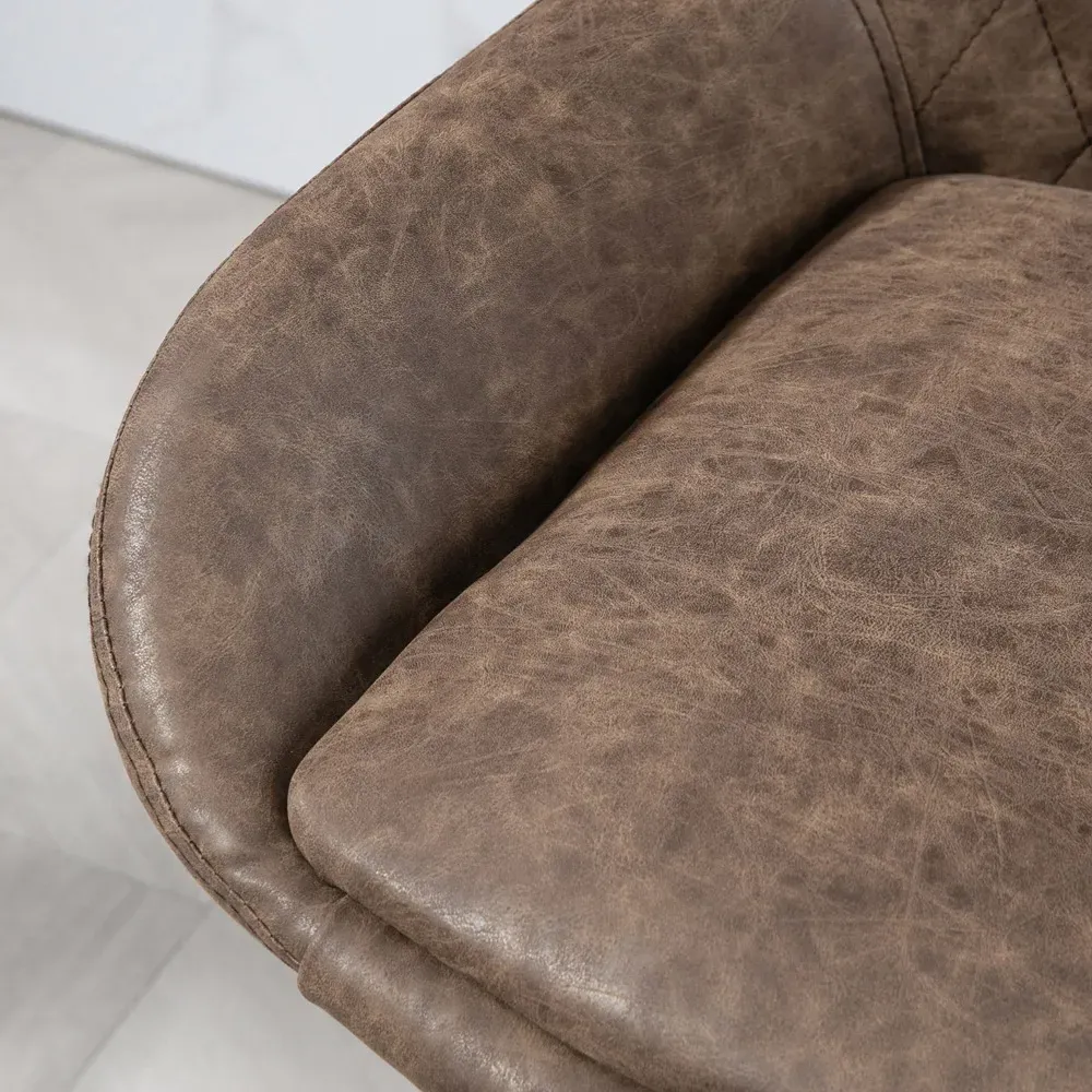 Diamond Tufted Adjustable Swivel Bar Chair Set of 2 - Coffee, Faux Leather