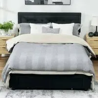 Double Ottoman Bed with Adjustable Headboard - Black, Velvet