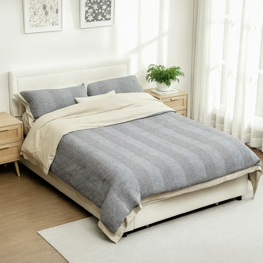 Double Ottoman Bed with Adjustable Headboard - Cream, Velvet