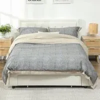 Double Ottoman Bed with Adjustable Headboard - Cream, Velvet