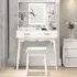 Dressing Table with LED Mirror and Cushioned Stool - White