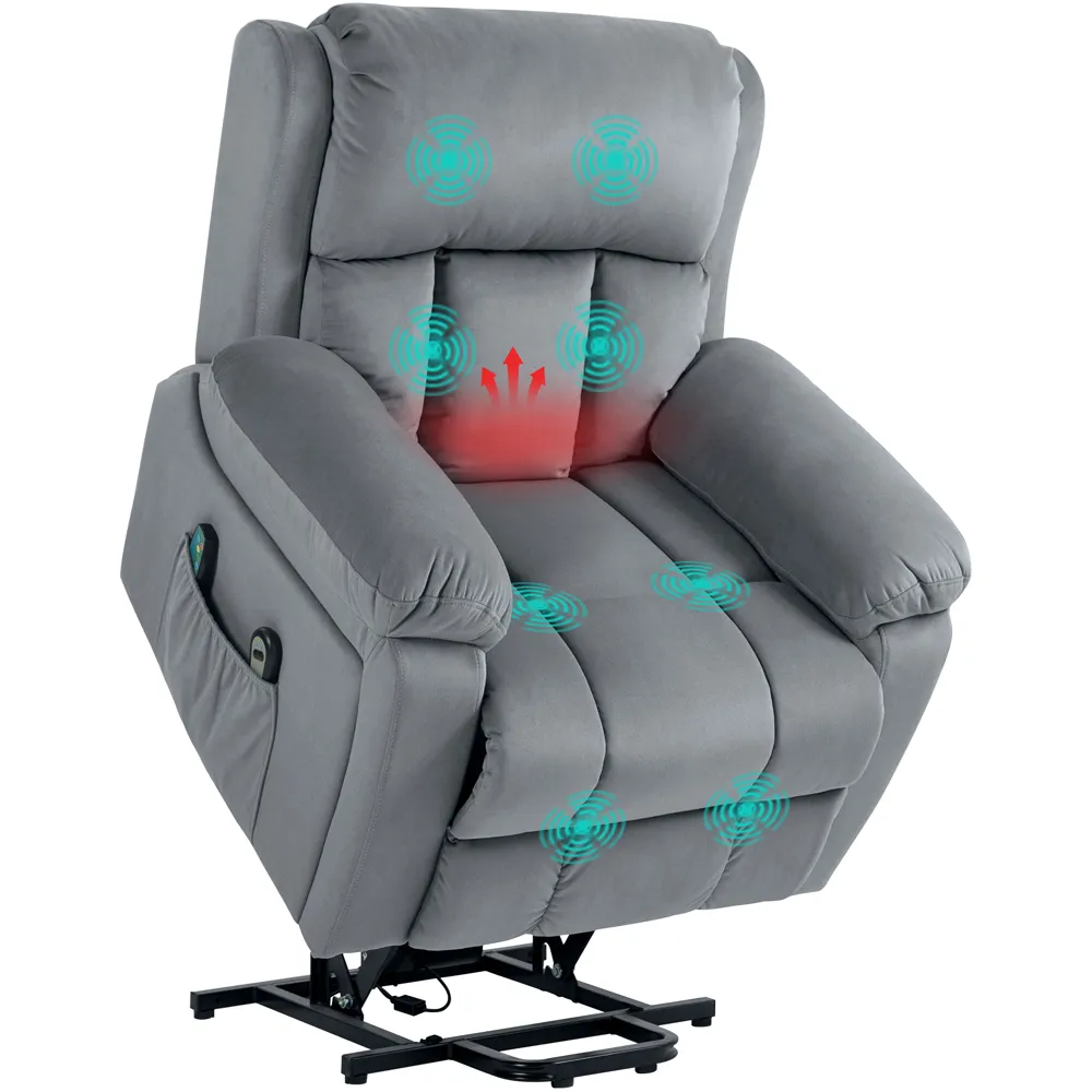 Electric Lift Chair with Massage and Heat - Grey