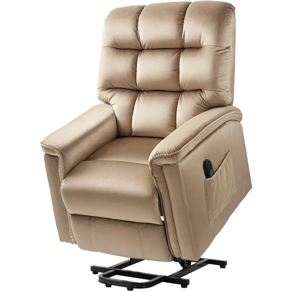 Electric Power Lift Recliner Armchair - Beige, Velvet