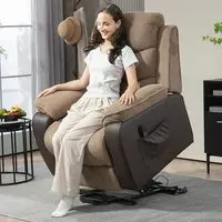 Electric Power Lift Recliner Armchair - Brown, Corduroy