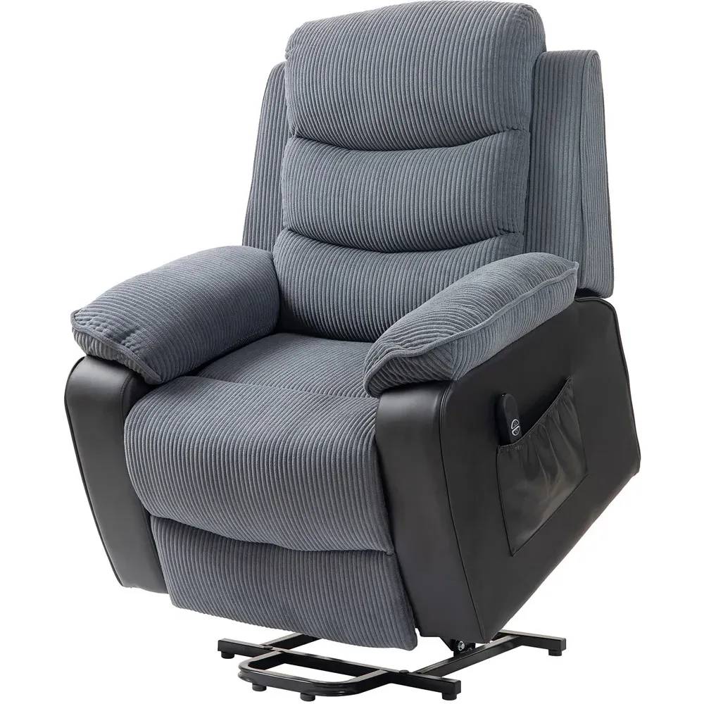 Electric Power Lift Recliner Armchair - Grey, Corduroy