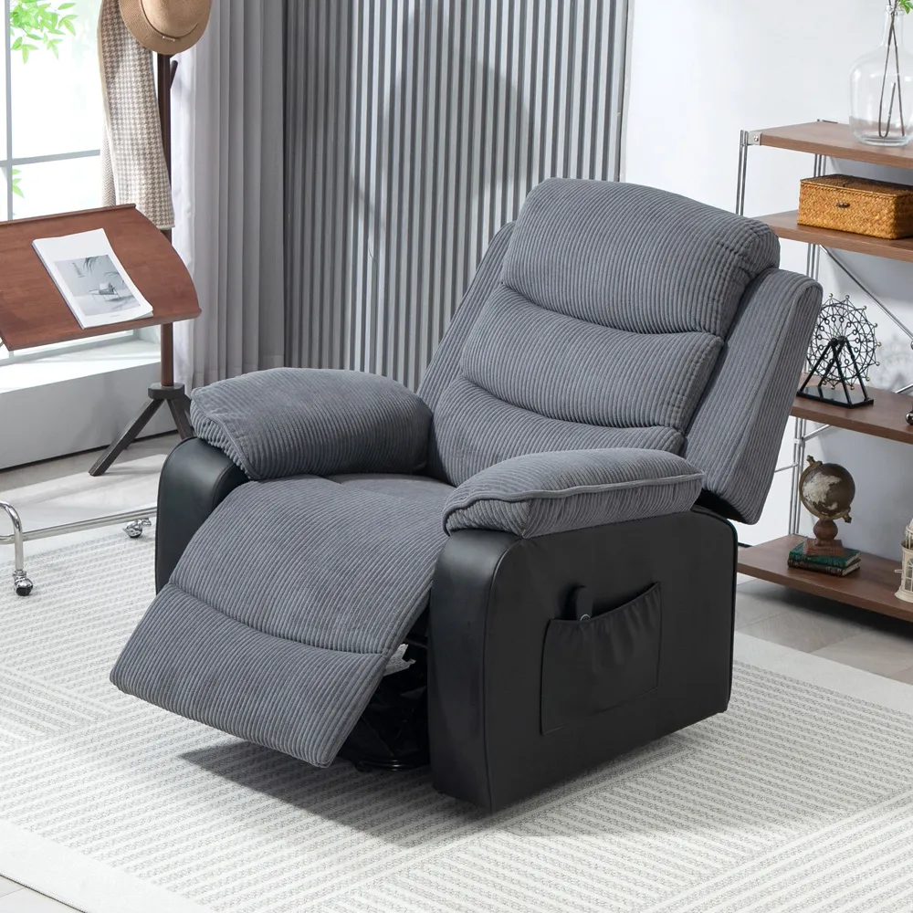 Electric Power Lift Recliner Armchair - Grey, Corduroy