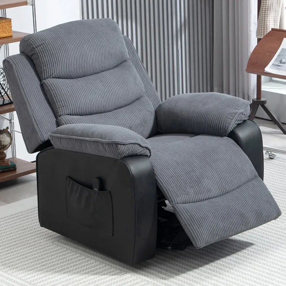 Electric Power Lift Recliner Armchair - Grey, Corduroy