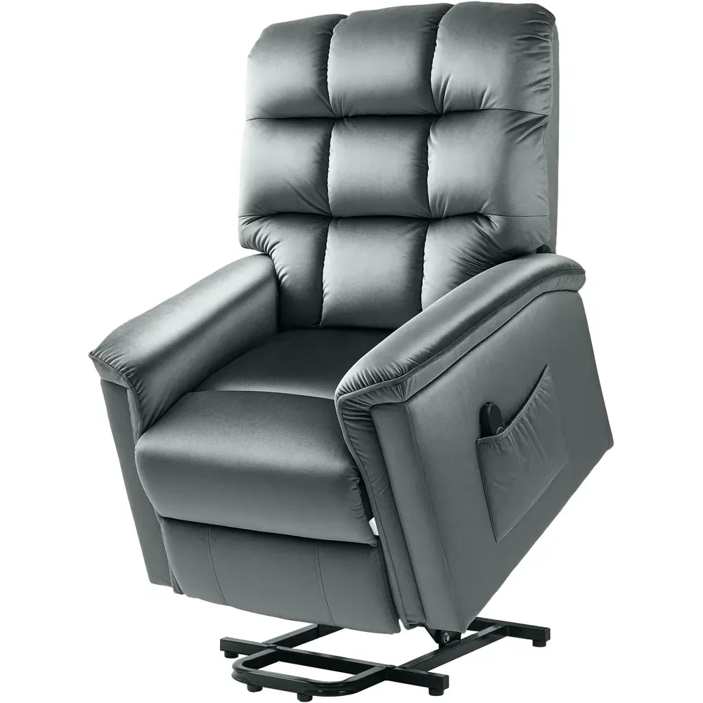 Electric Power Lift Recliner Armchair - Grey, Velvet