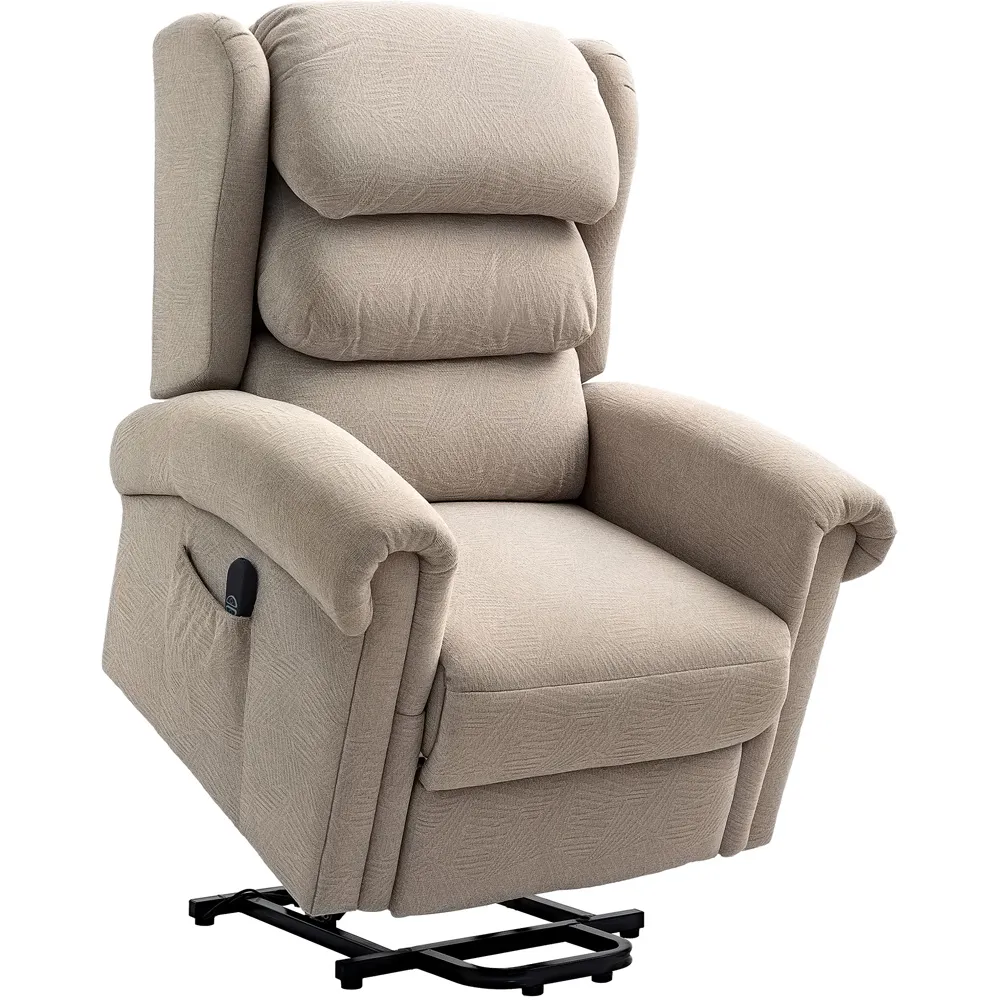 Electric Power Lift Recliner Armchair - Khaki, Velvet