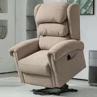 Electric Power Lift Recliner Armchair - Khaki, Velvet