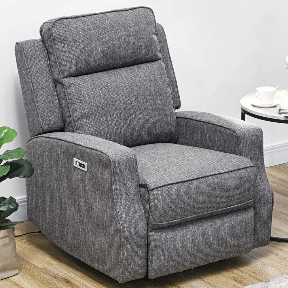 Electric Recliner Armchair with USB Port - Charcoal Grey image