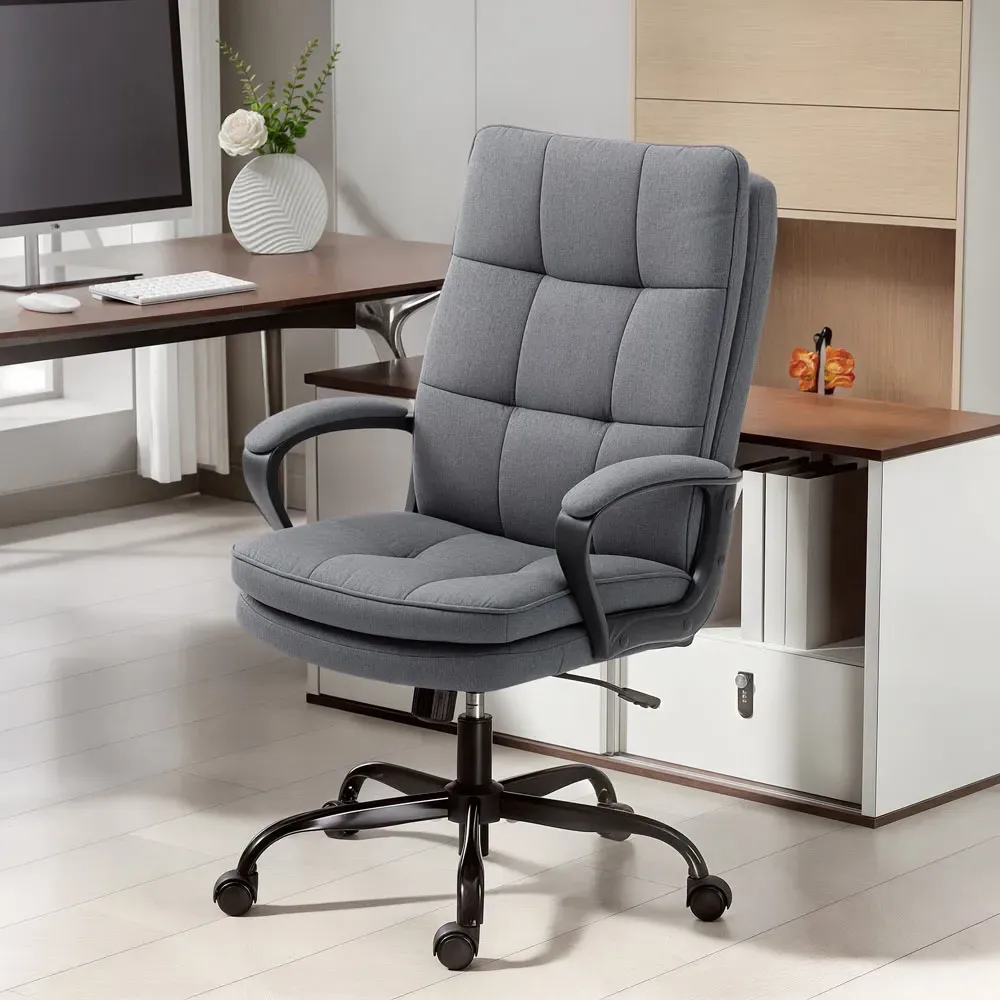 Ergonomic Office Chair with Armrests - Charcoal Grey, Fabric