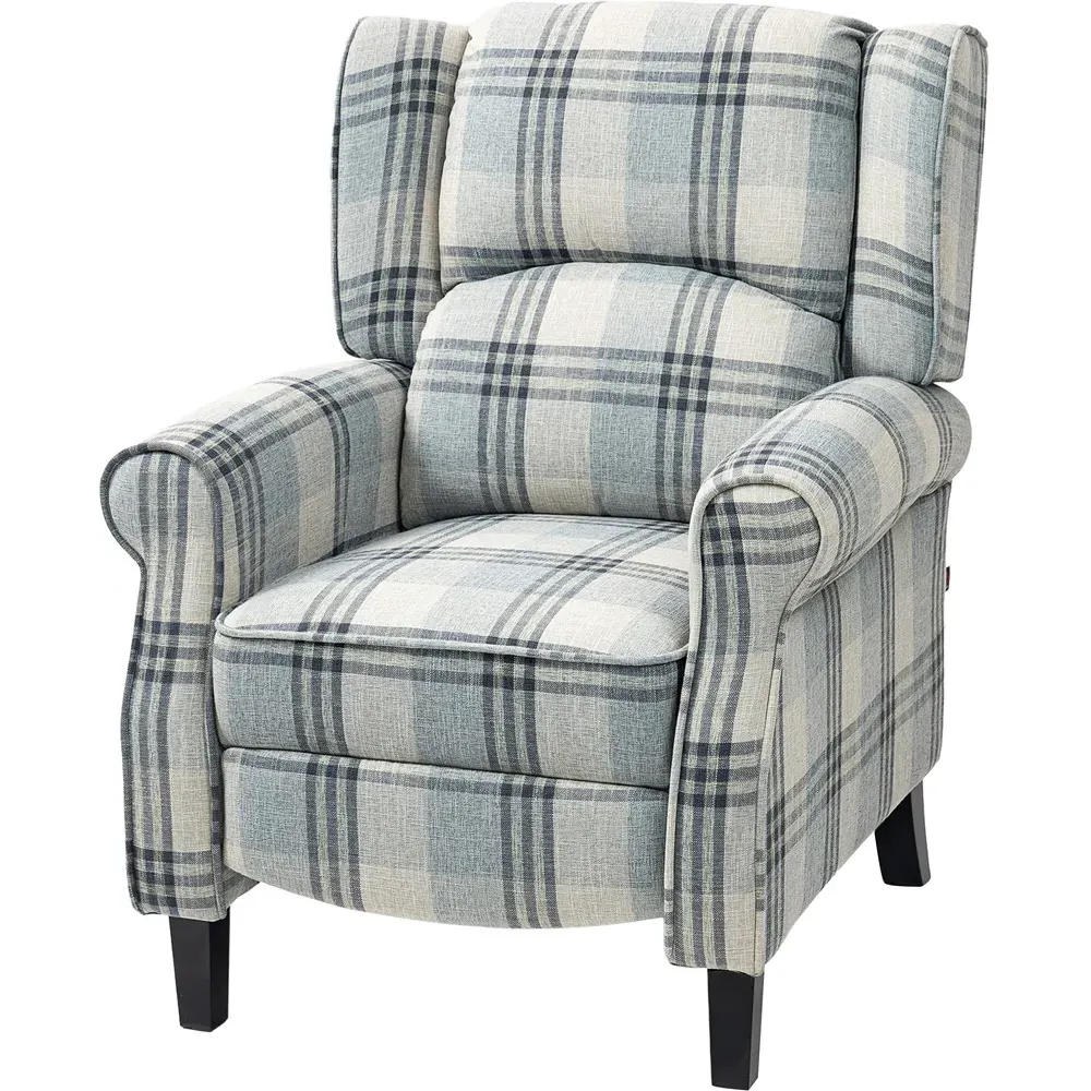 Farmhouse Wingback Recliner Armchair with Footrest - Grey