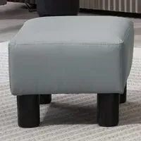 Faux Leather Footstool - Grey