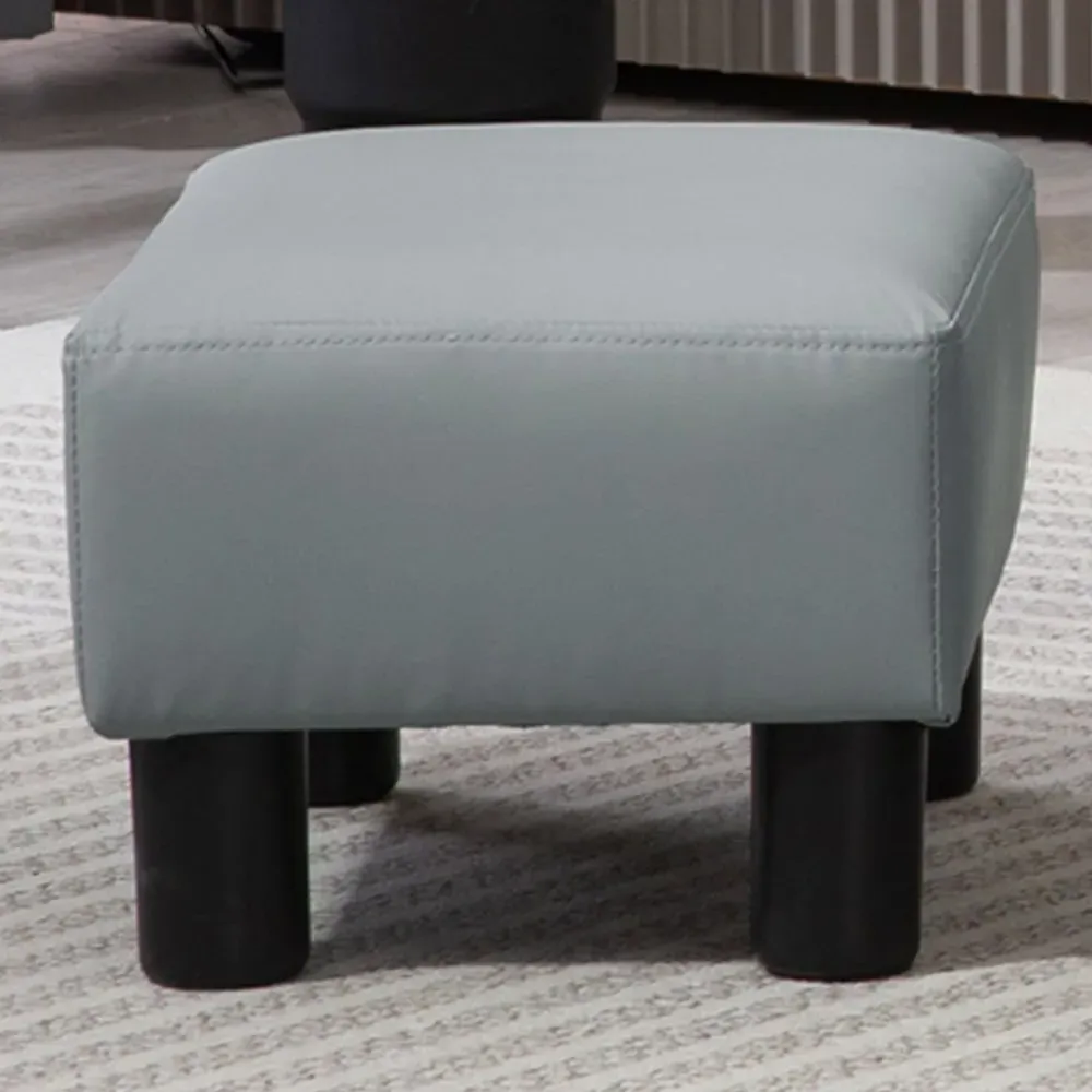 Faux Leather Footstool - Grey image