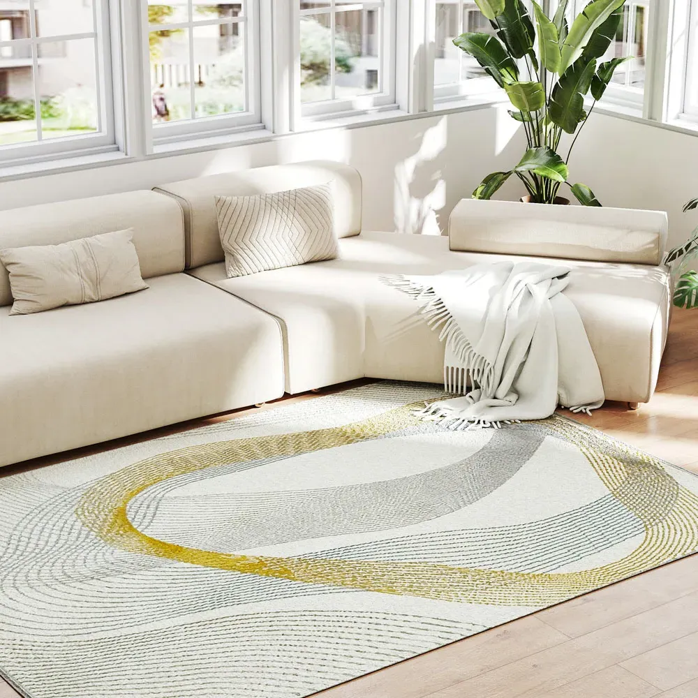 Flowing Lines Area Rug - Cream, Polypropylene