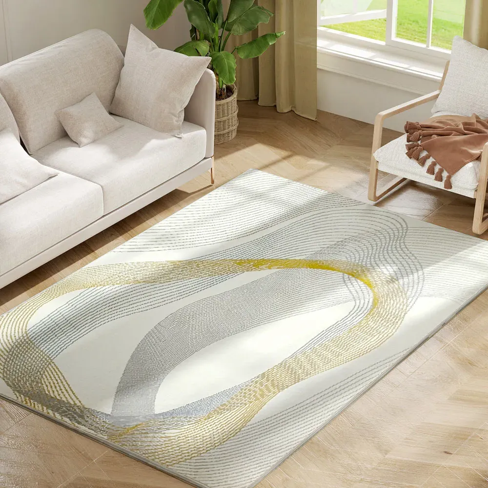 Flowing Lines Area Rug - Cream, Polypropylene