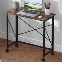 Foldable Desk with Wheels - Brown