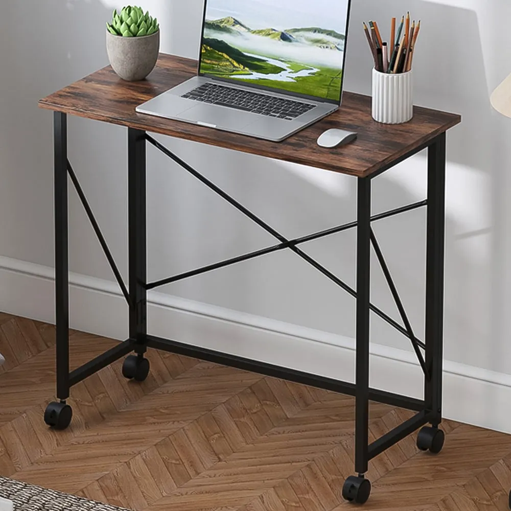 Foldable Desk with Wheels - Brown image