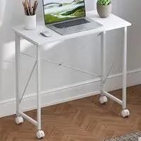 Foldable Desk with Wheels - White