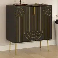 Freestanding Storage Cabinet with Adjustable Shelf - Black