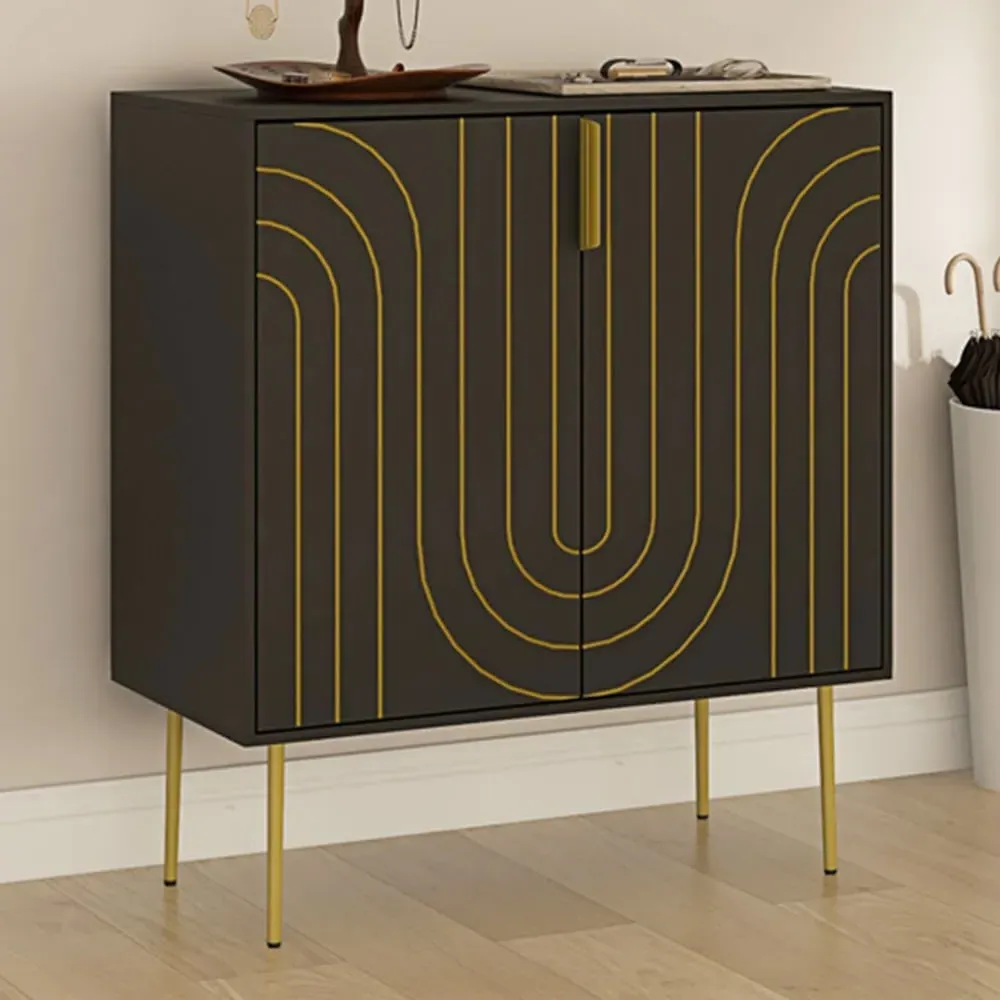 Freestanding Storage Cabinet with Adjustable Shelf - Black image