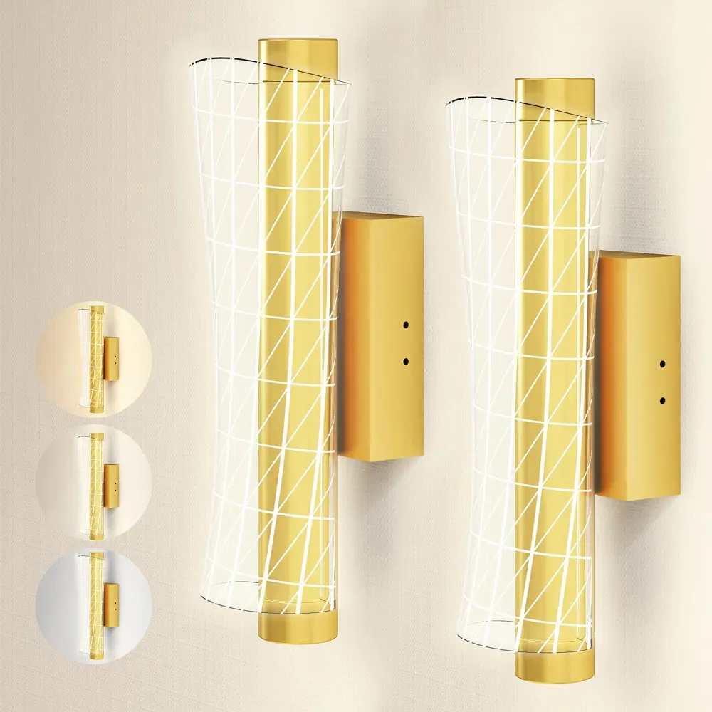 Geometric LED Wall Light 2 Pack - Gold, Metal