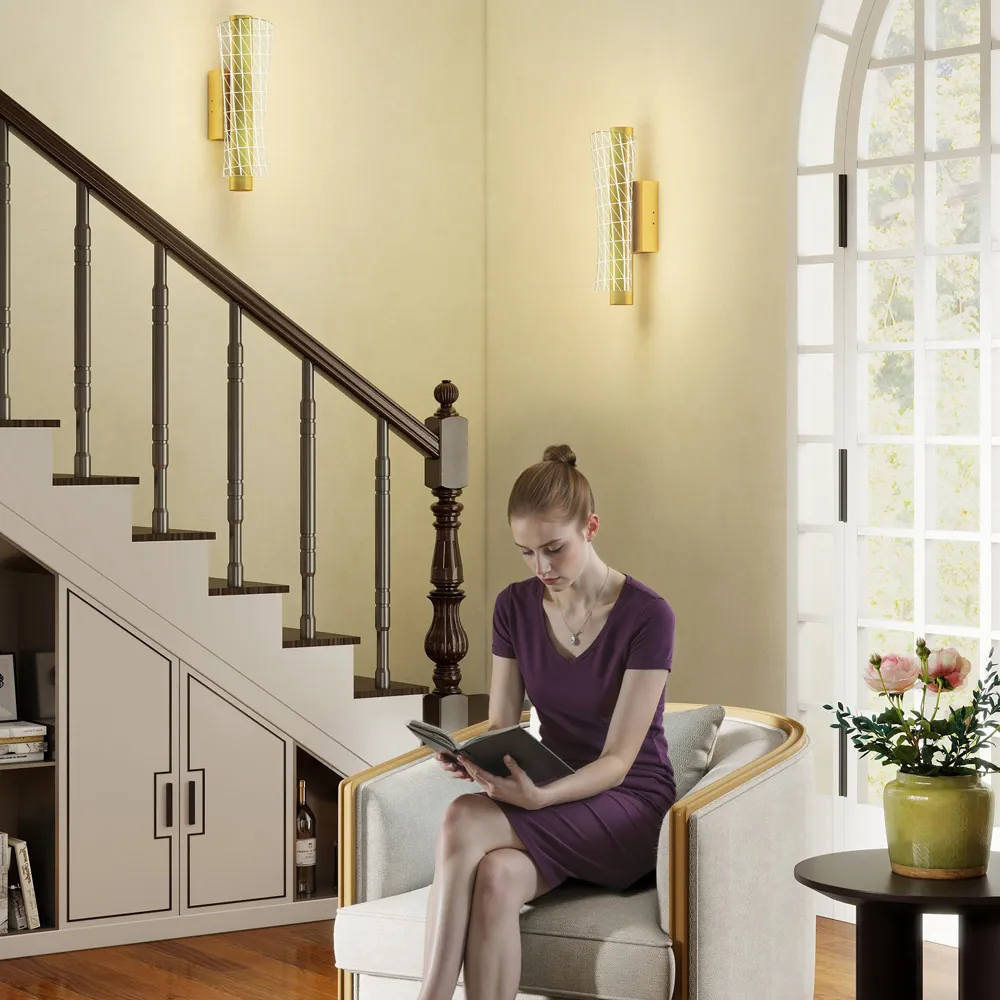 Geometric LED Wall Light 2 Pack - Gold, Metal