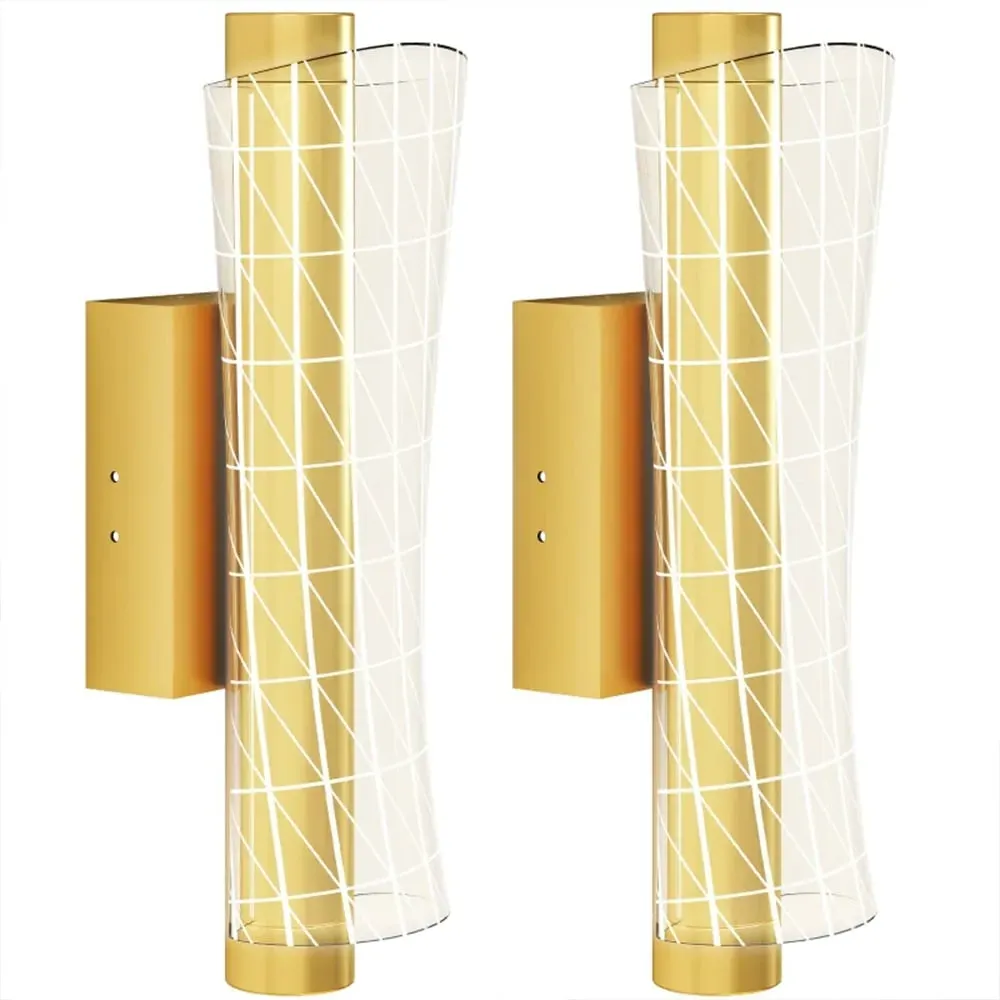 Geometric LED Wall Light 2 Pack - Gold, Metal image